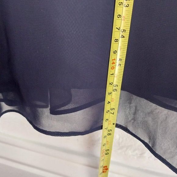 Calvin Klein Evening Dress 14 Blue Sleeveless Gold Beaded Gown One Shoulder Prom - Picture 9 of 11